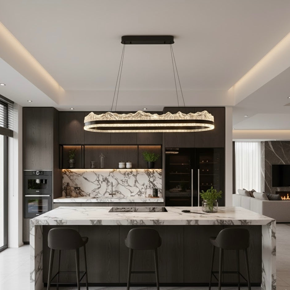 Alpine Horizon – Modern Frosted LED Linear Chandelier – SkandiaLights