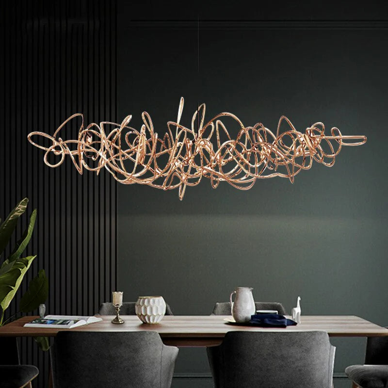 Abstract Horizon modern sculptural LED ring chandelier