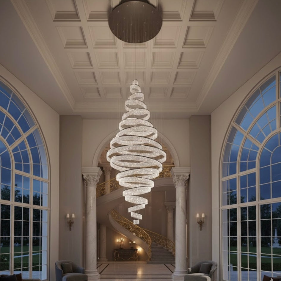 Celestial Helix chandelier with sculptural illuminated helix design