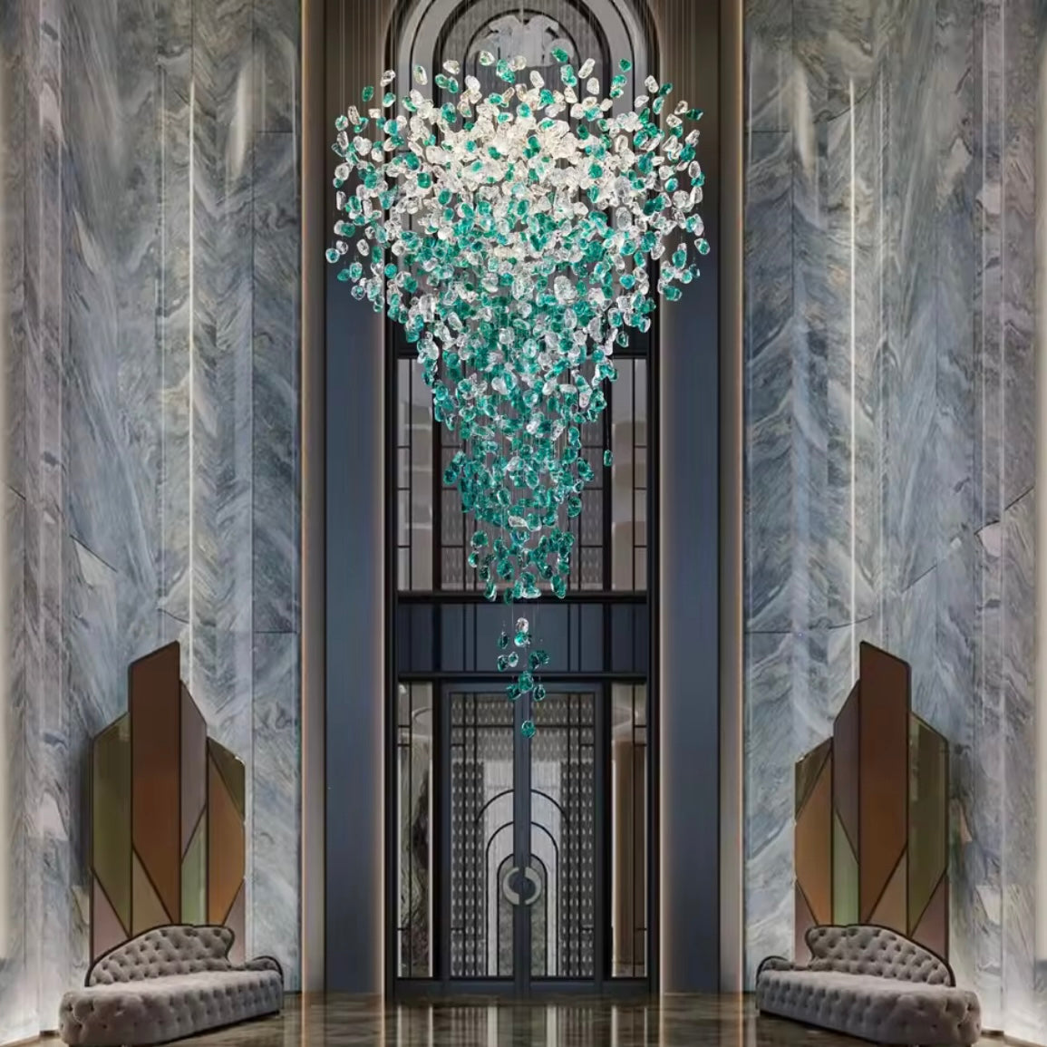 Emerald Cascade luxury vertical LED cascading chandelie