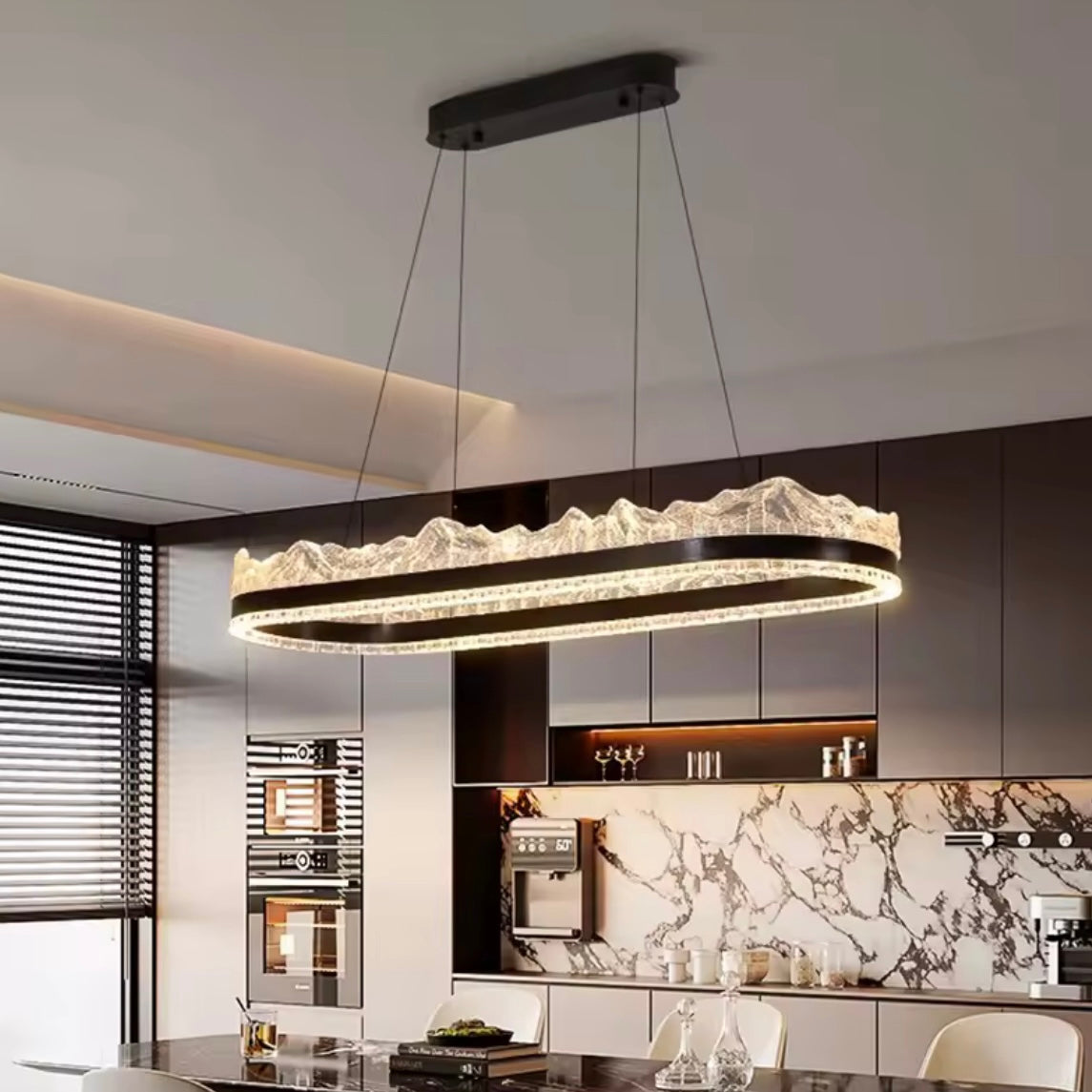 Alpine Horizon – Modern Frosted LED Linear Chandelier – SkandiaLights
