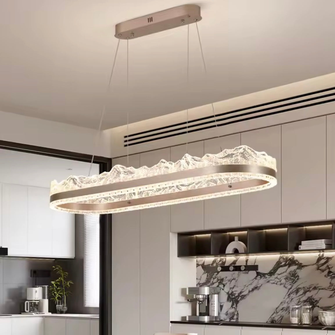 Alpine Horizon – Modern Frosted LED Linear Chandelier – SkandiaLights