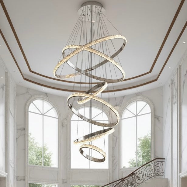 Celestial Ribbon modern sculptural LED ribbon chandelier