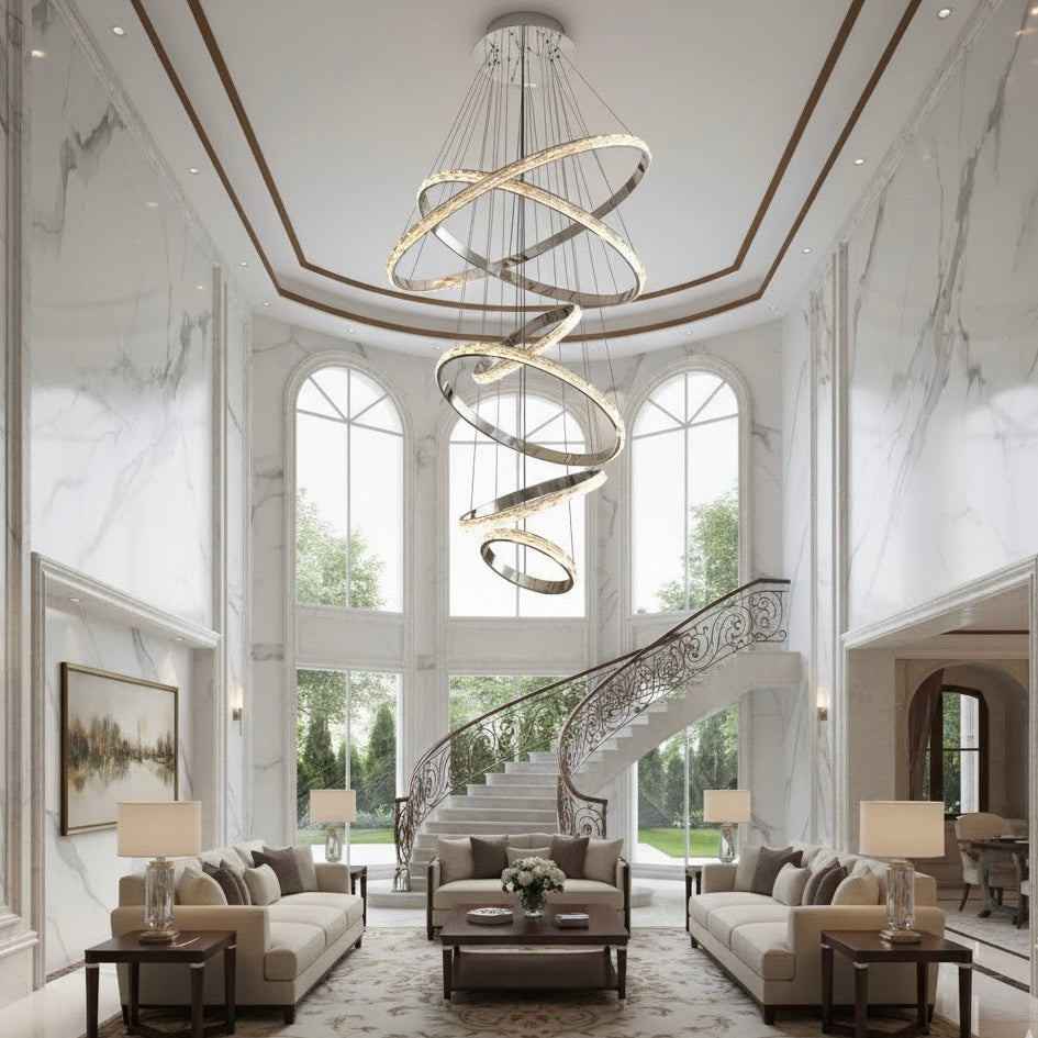 Celestial Ribbon modern sculptural LED ribbon chandelier