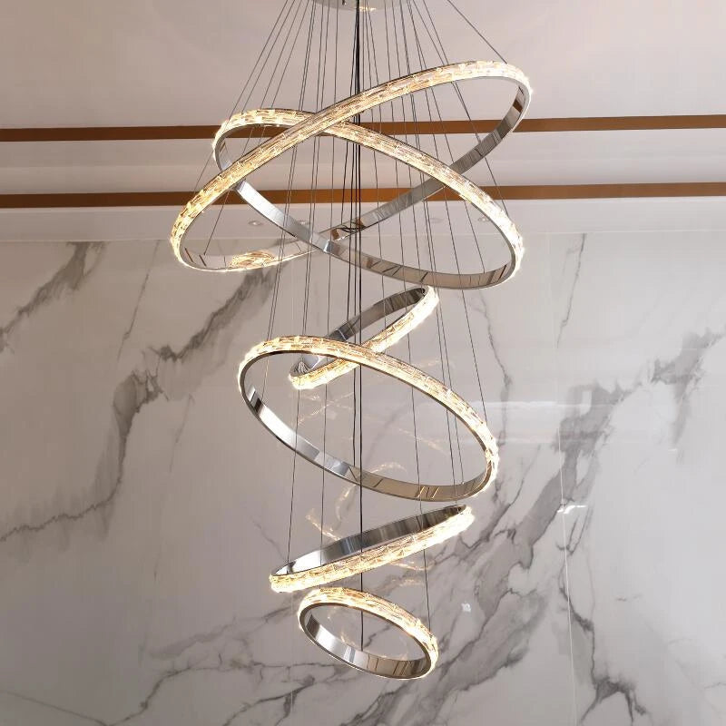 Celestial Ribbon modern sculptural LED ribbon chandelier