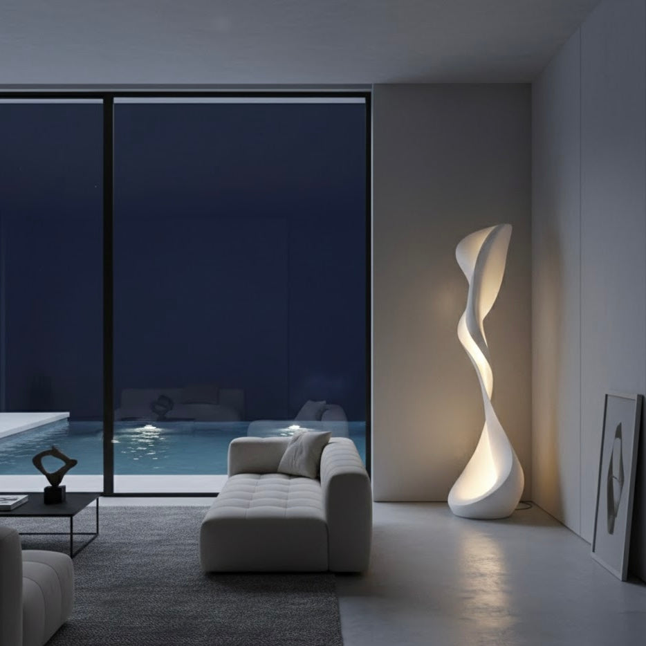 Fluid Monolith modern sculptural LED floor lamp with vertical design