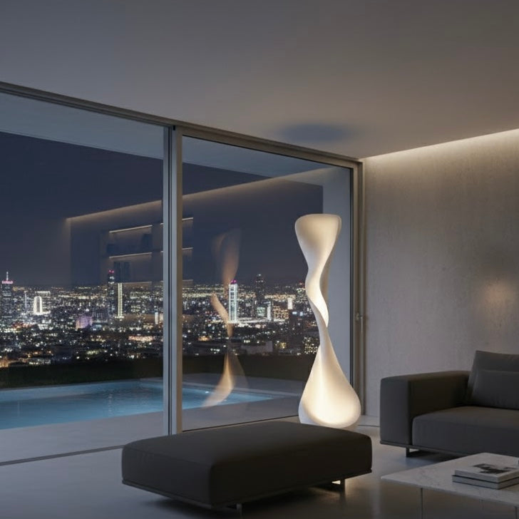 Fluid Monolith modern sculptural LED floor lamp with vertical design