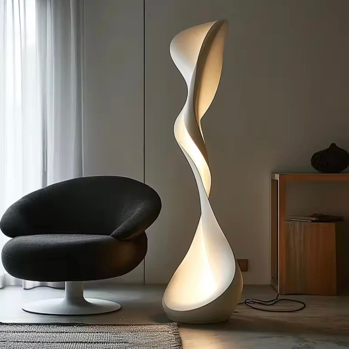 Fluid Monolith modern sculptural LED floor lamp with vertical design