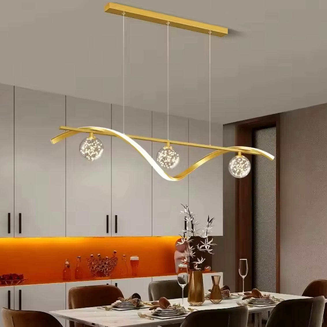 Kinetic Wave modern flowing LED wave chandelier