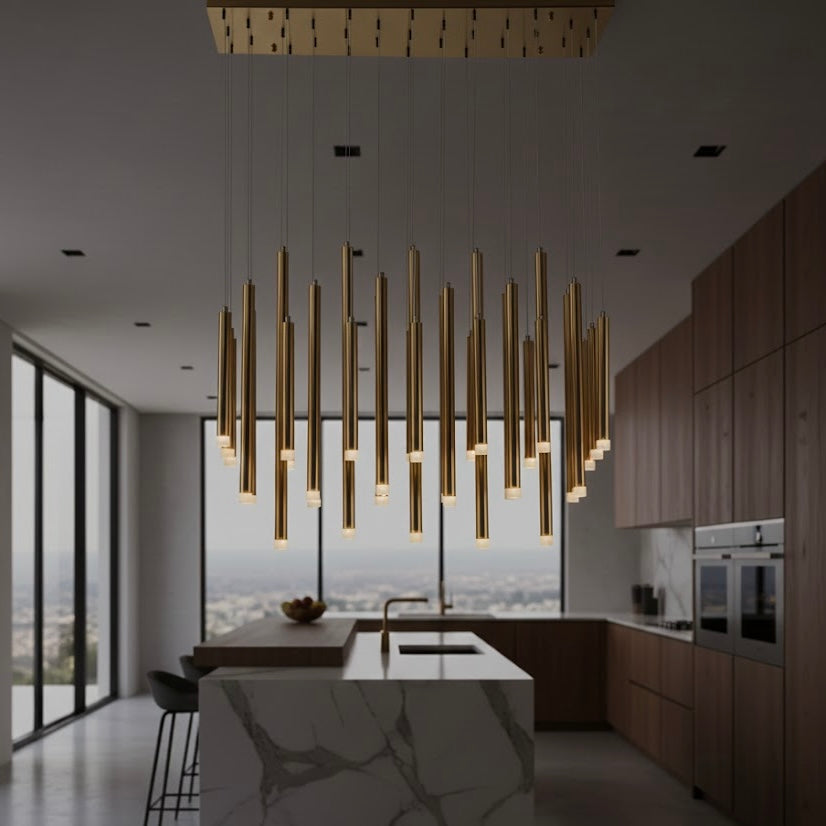 Aurum Cascade luxury gold cascading LED chandelier