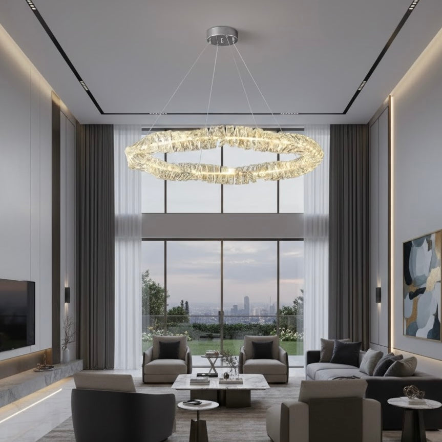 Halo Cristallin luxury crystal LED ring chandelier