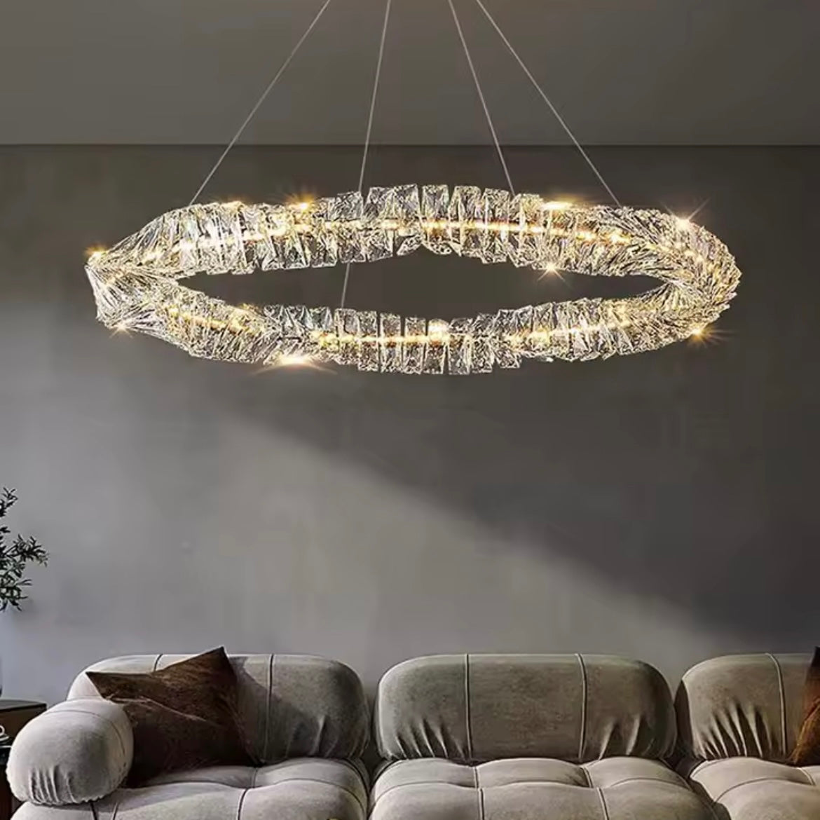 Halo Cristallin luxury crystal LED ring chandelier
