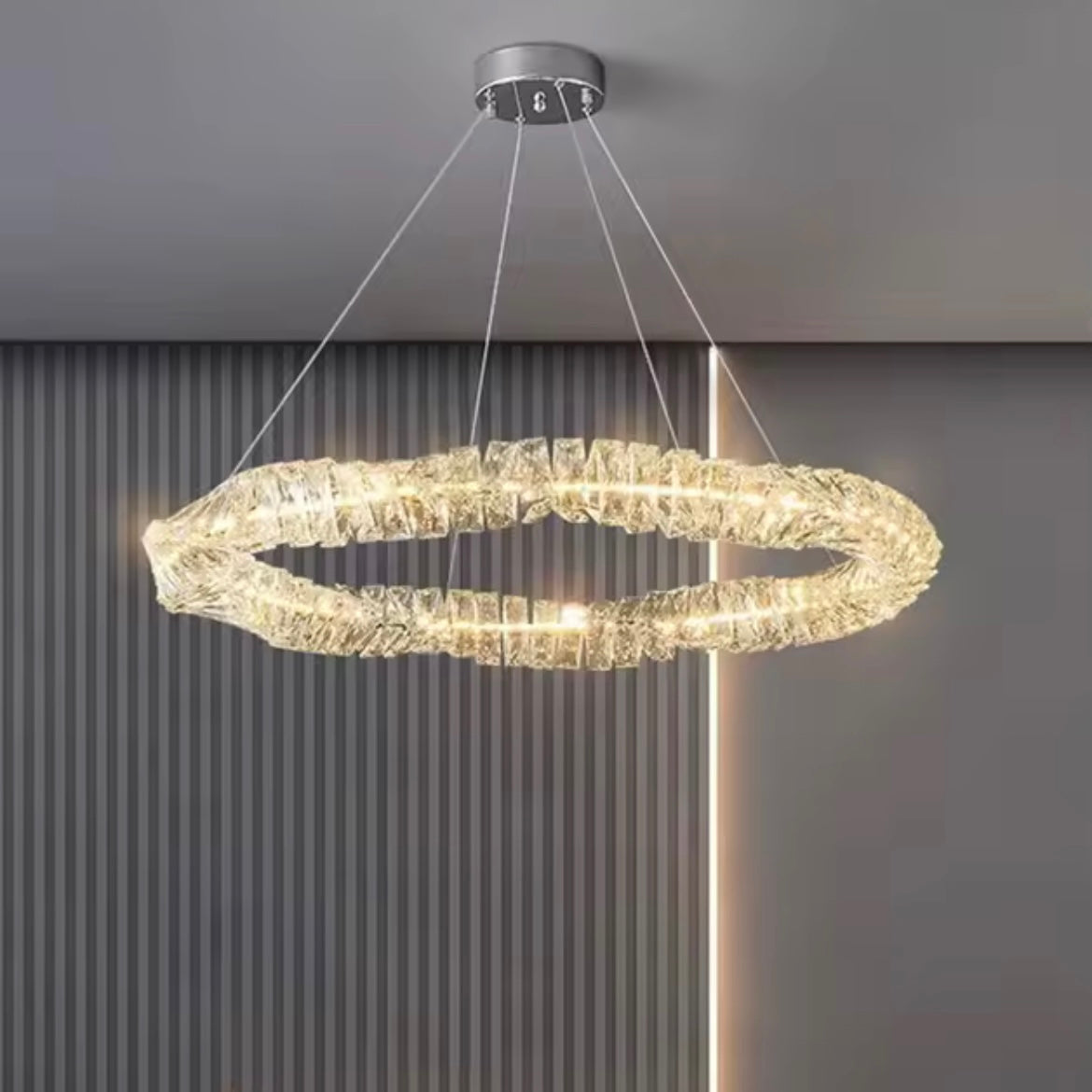 Halo Cristallin luxury crystal LED ring chandelier