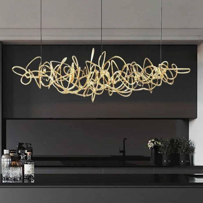 Abstract Horizon modern sculptural LED ring chandelier