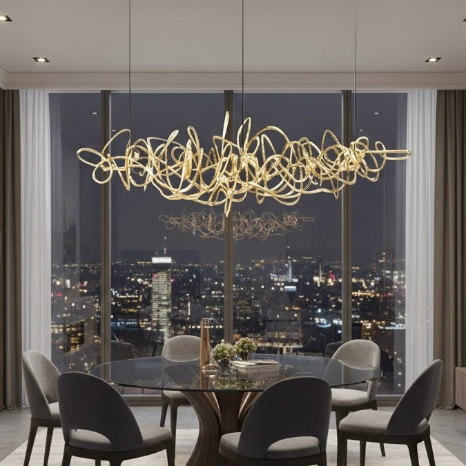 Abstract Horizon modern sculptural LED ring chandelier