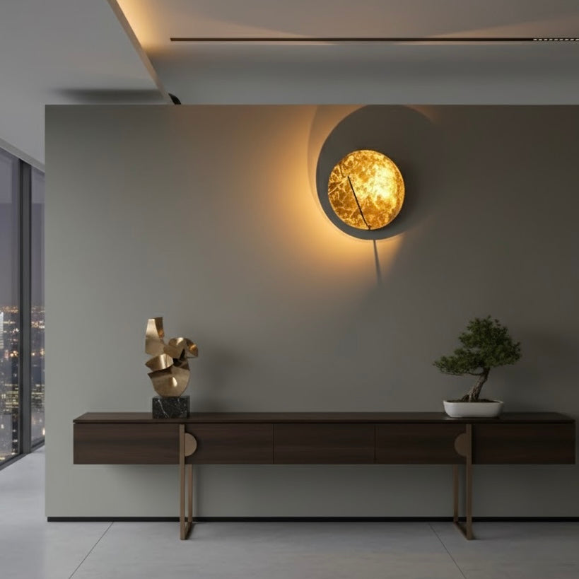 Helios Disc modern outdoor circular LED wall light for exterior spaces