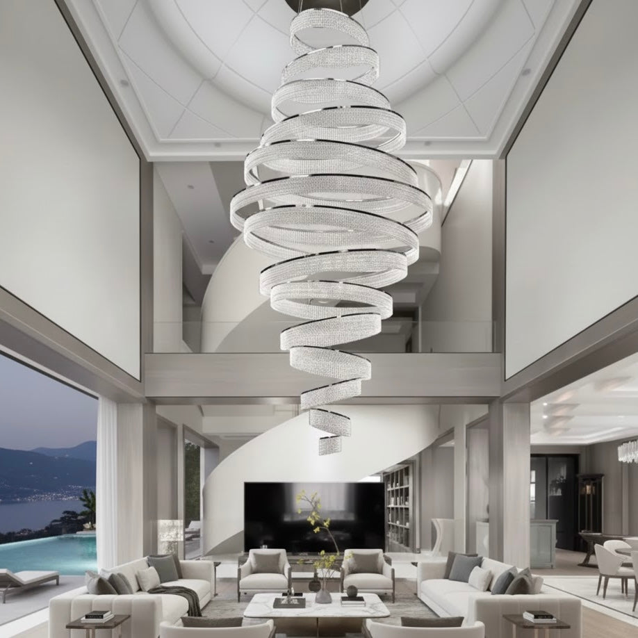Celestial Helix chandelier with sculptural illuminated helix design