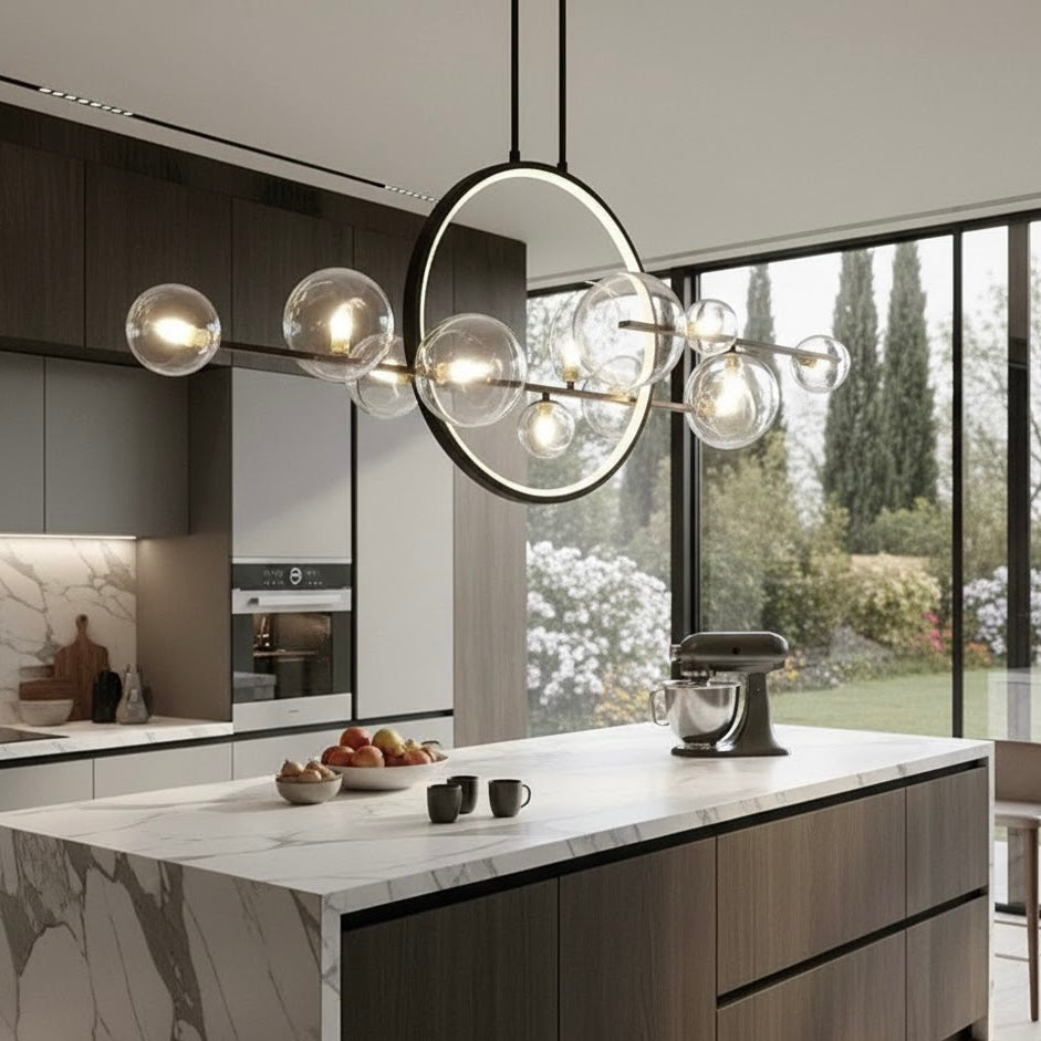 Orbital Halo modern LED ring chandelier for contemporary interiors
