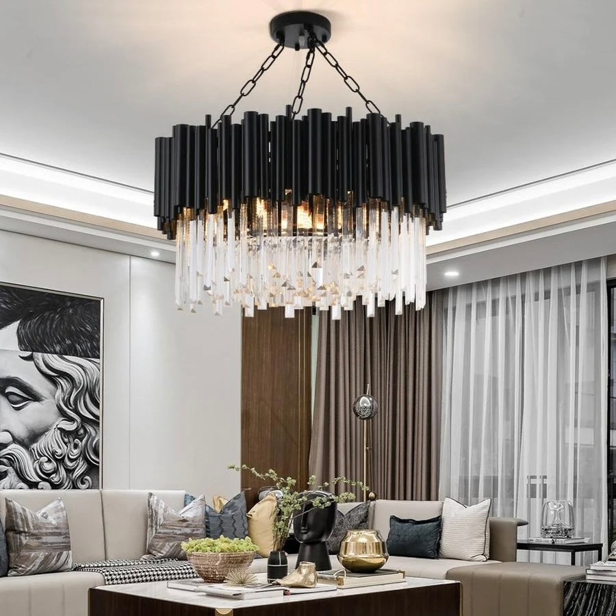 Large Onyx Prism modern geometric LED ceiling chandelier