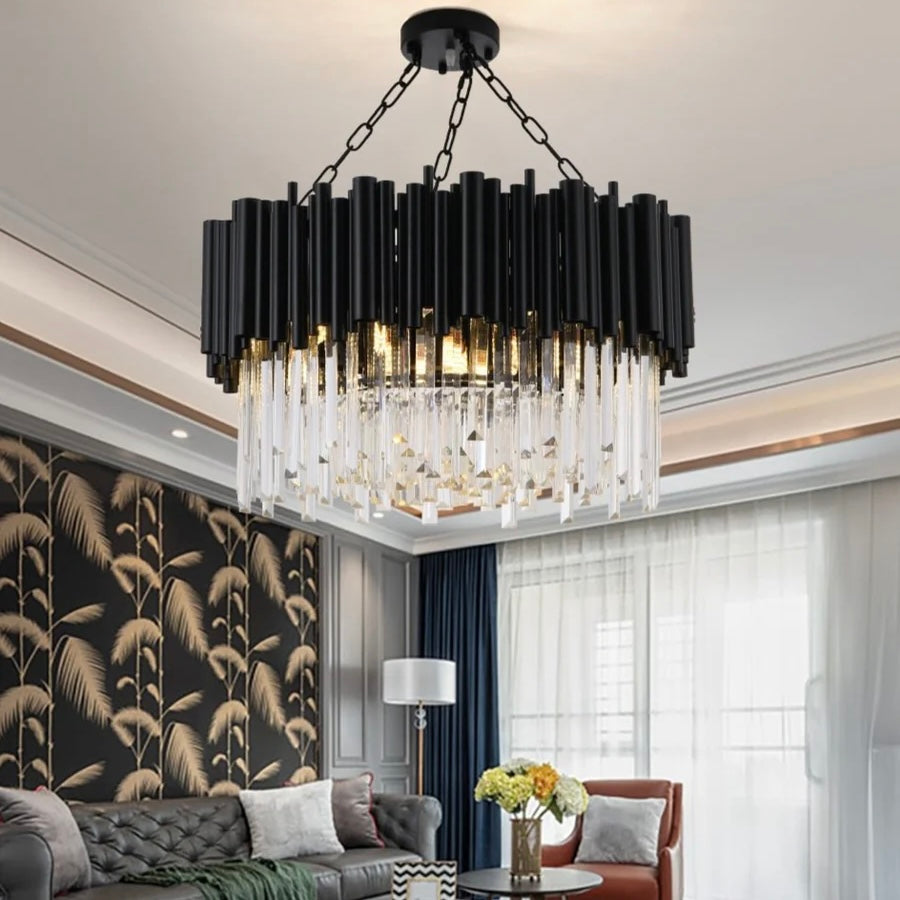 Large Onyx Prism modern geometric LED ceiling chandelier
