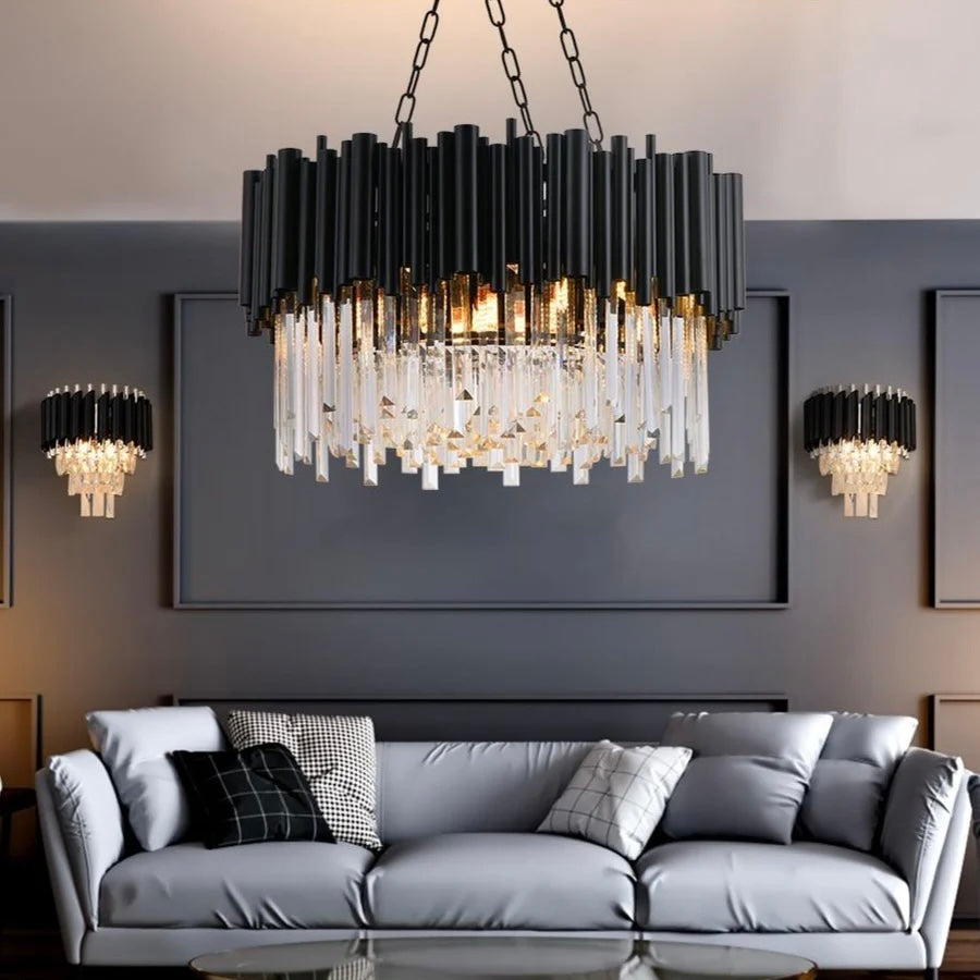 Large Onyx Prism modern geometric LED ceiling chandelier