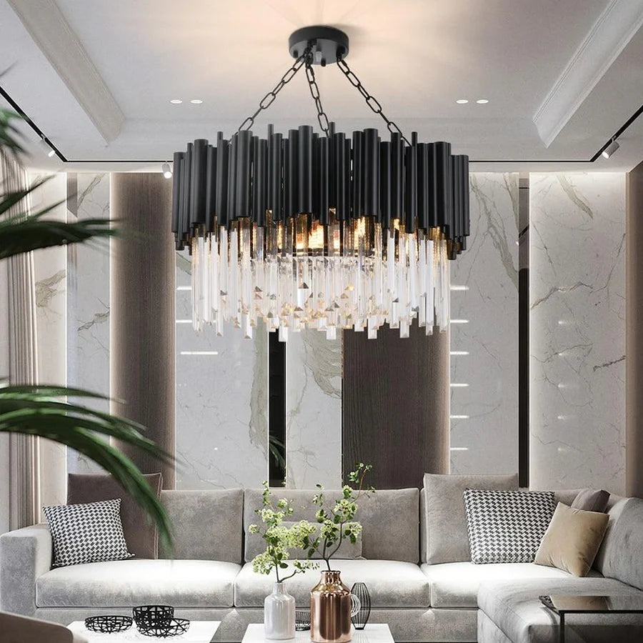 Large Onyx Prism modern geometric LED ceiling chandelier