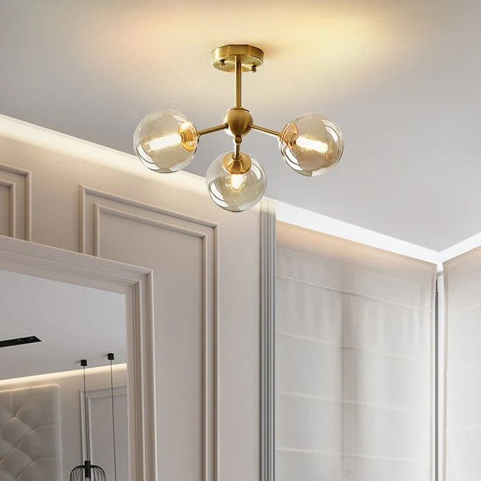 Copper Constellation modern copper LED globe chandelier