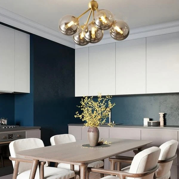 Copper Constellation modern copper LED globe chandelier