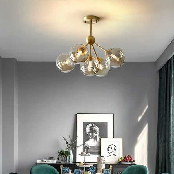 Copper Constellation modern copper LED globe chandelier