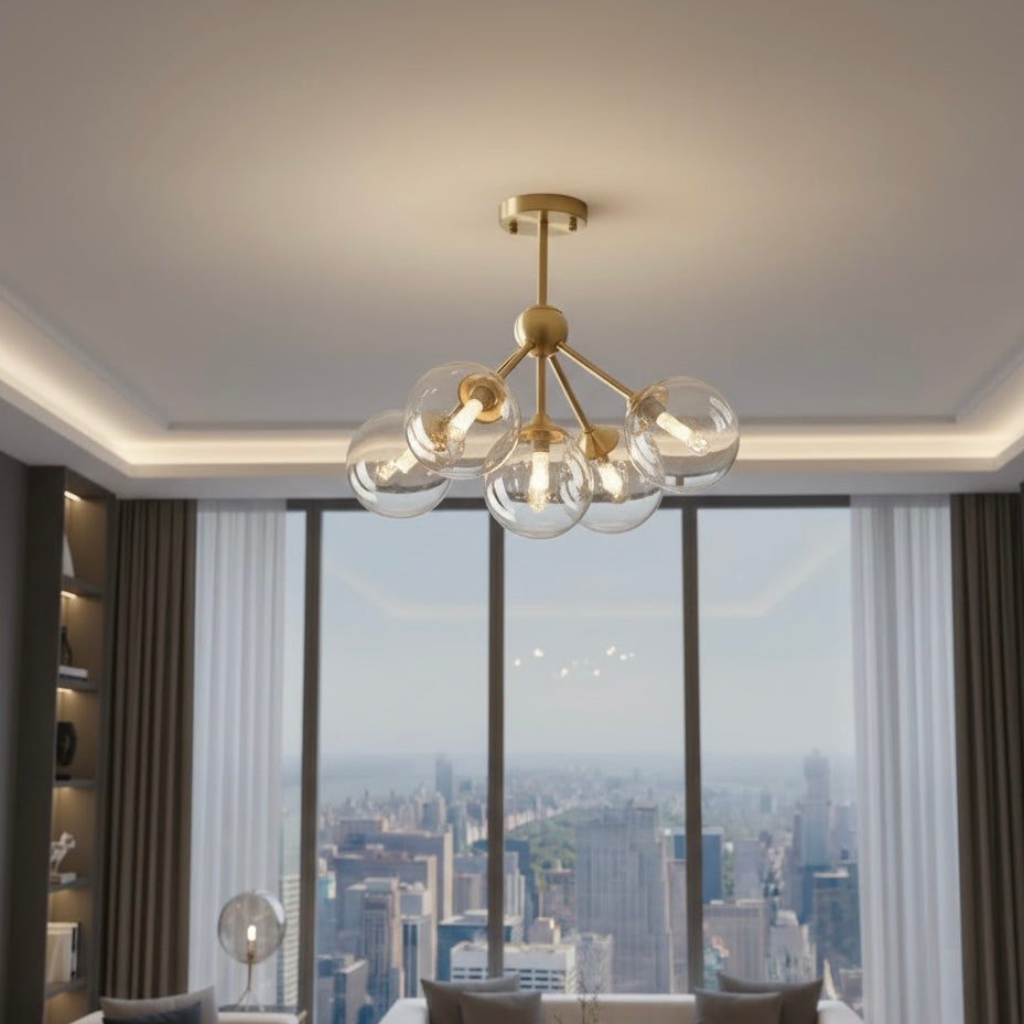 Copper Constellation modern copper LED globe chandelier