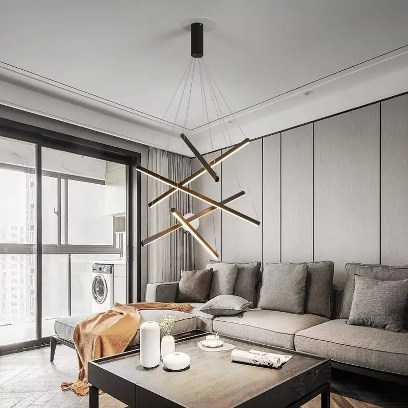 Geometric Horizon modern linear LED geometric chandelier