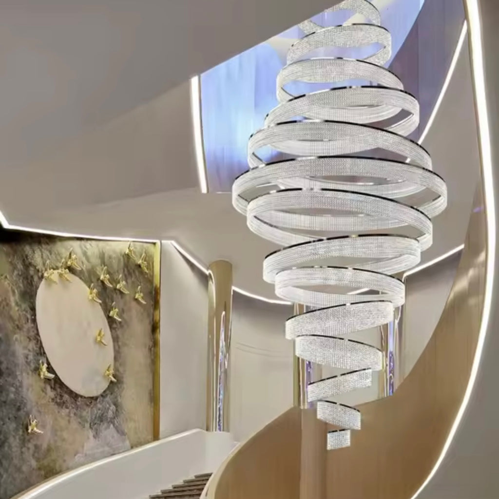 Celestial Helix chandelier with sculptural illuminated helix design