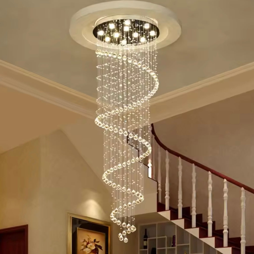Starlight Vortex chandelier with flowing illuminated spiral rings