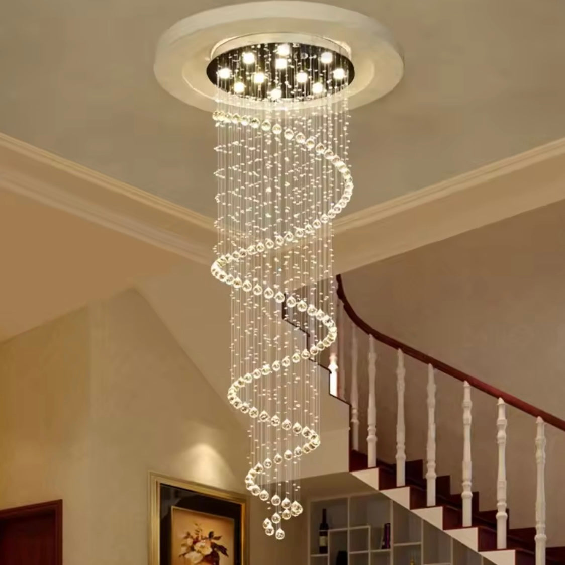Starlight Vortex chandelier with flowing illuminated spiral rings