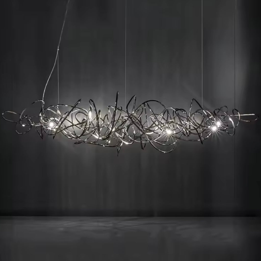 Abstract Horizon modern sculptural LED ring chandelier