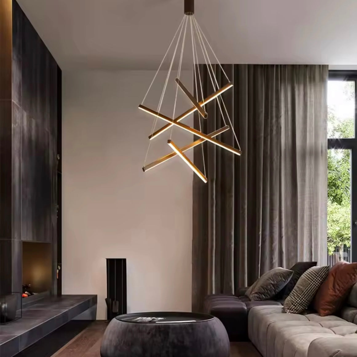 Geometric Horizon modern linear LED geometric chandelier
