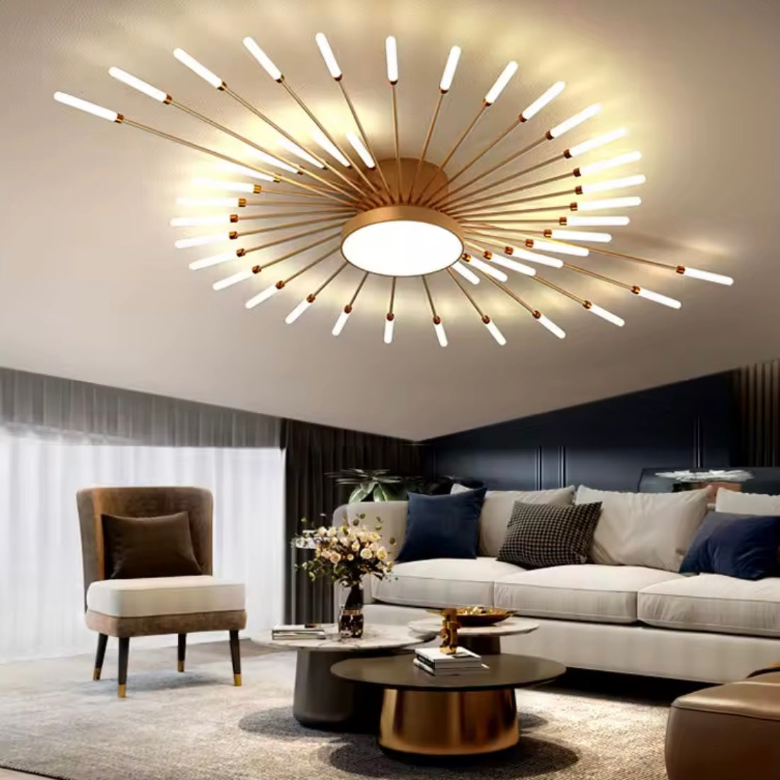 Solar Radial modern LED ring chandelier with radiant circles