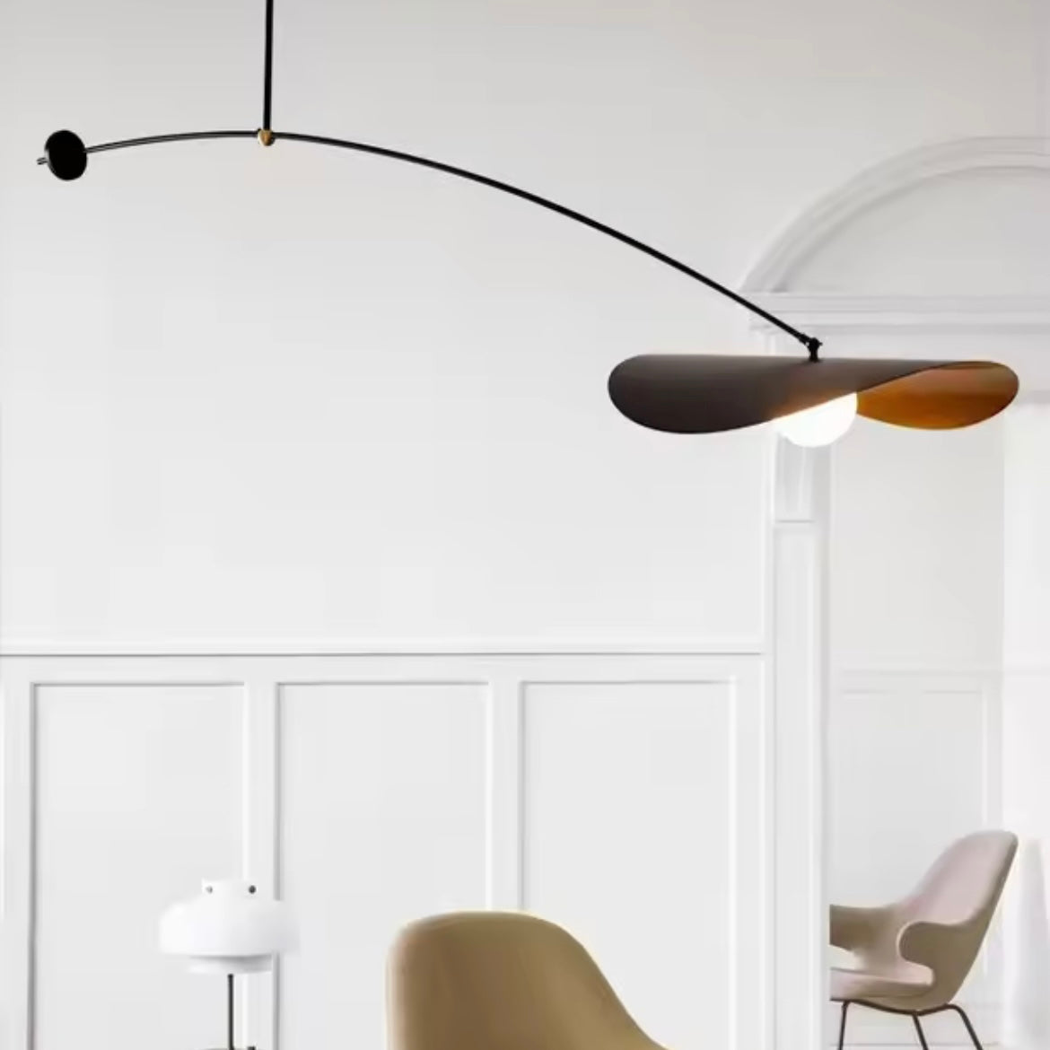 Sculpted Arc modern Scandinavian curved LED chandelier