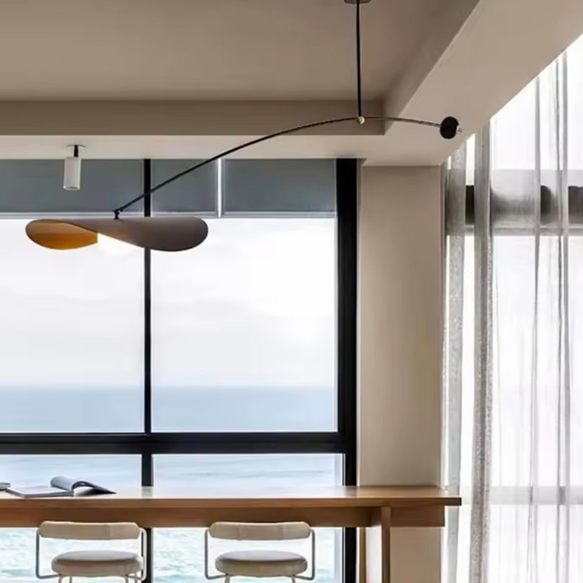 Sculpted Arc modern Scandinavian curved LED chandelier