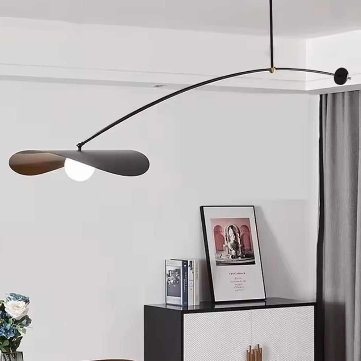 Sculpted Arc modern Scandinavian curved LED chandelier